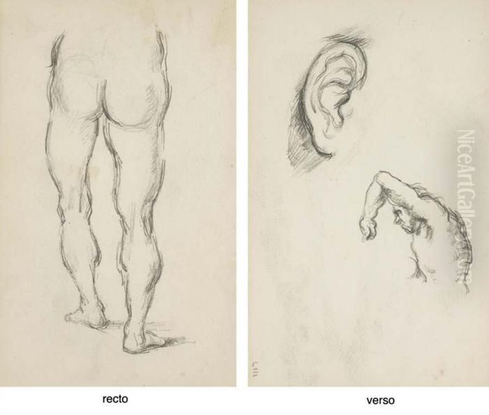 D'apres Luca Signorelli: Etude 
De Jambes (recto); Etudes: Une Oreille Et Figure D'un Homme (verso) Oil Painting by Paul Cezanne