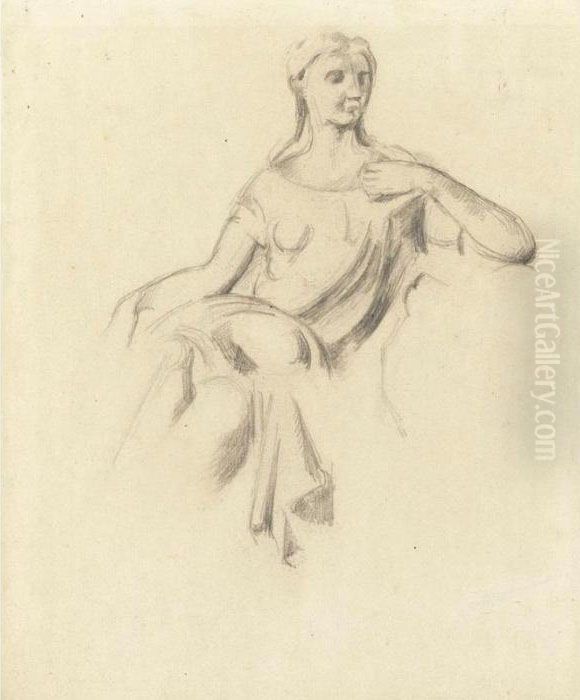 Etude D'une Figure D'une Garniture De Cheminee Oil Painting by Paul Cezanne