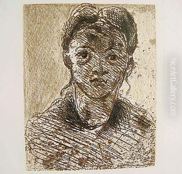 Tete De Jeune Fille Oil Painting by Paul Cezanne