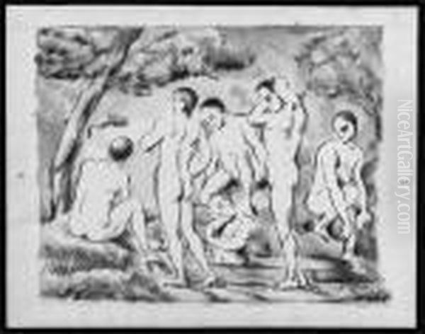 Les Baigneurs, Petite Planche (venturi 1156; Druick Iii) Oil Painting by Paul Cezanne