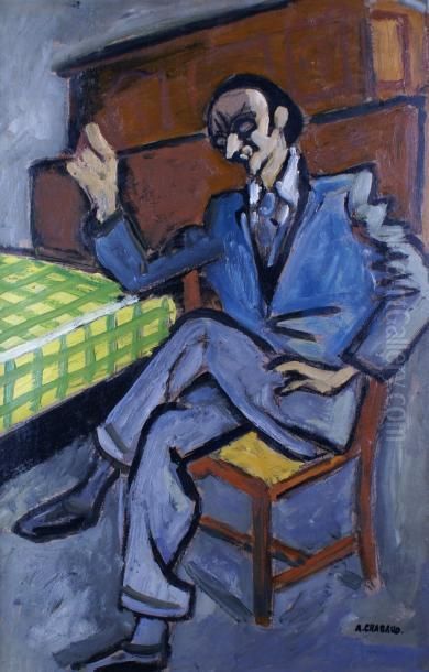 Homme Assis Pres De La Table Oil Painting by Auguste Chabaud