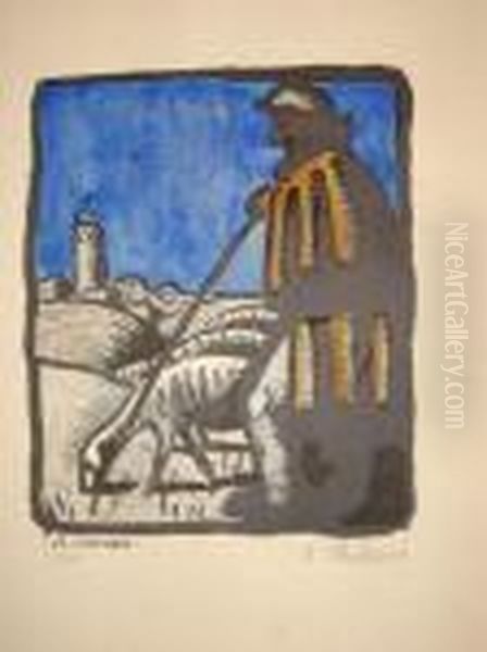 Berger Et Son Mouton Oil Painting by Auguste Chabaud