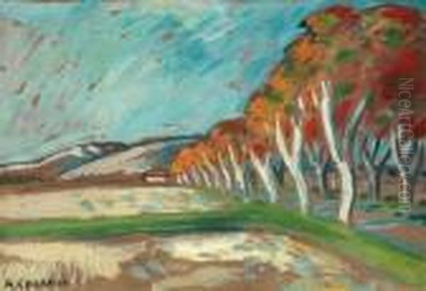 La Route Aux Platanes Rouges Oil Painting by Auguste Chabaud