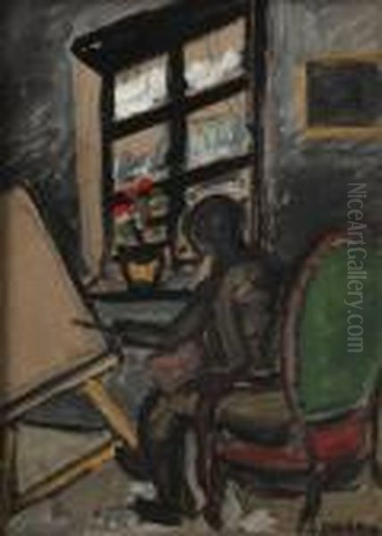 Le Peintre Au Chevalet Oil Painting by Auguste Chabaud