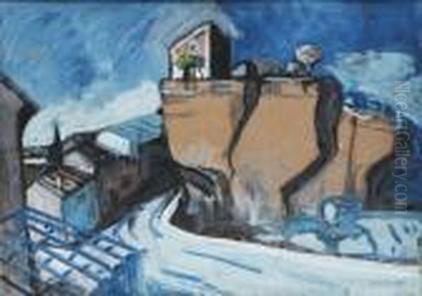 Village Sur La Falaise Oil Painting by Auguste Chabaud