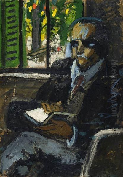 Portrait D'homme Au Livre. Oil Painting by Auguste Chabaud