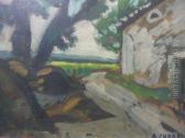 Arbres Et Maison Oil Painting by Auguste Chabaud