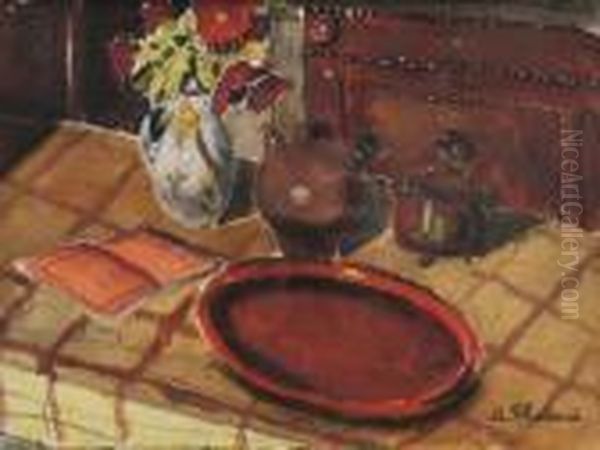 Nature Morte Sur Un Entablement Oil Painting by Auguste Chabaud