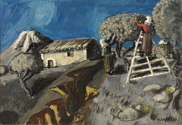 La Cueillette Des Olives Oil Painting by Auguste Chabaud