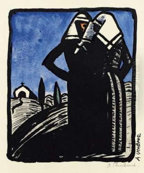 Deux Femmes Au Foulard Oil Painting by Auguste Chabaud