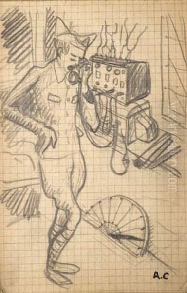 La Vie Des Poilus Lors De La Guerre 1914-1918 Oil Painting by Auguste Chabaud