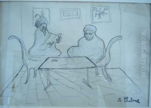 La Lecture Du Coran Oil Painting by Auguste Chabaud