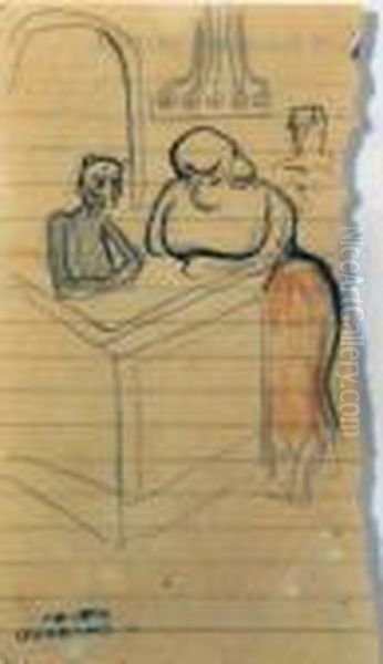 Femme Au Comptoir Oil Painting by Auguste Chabaud