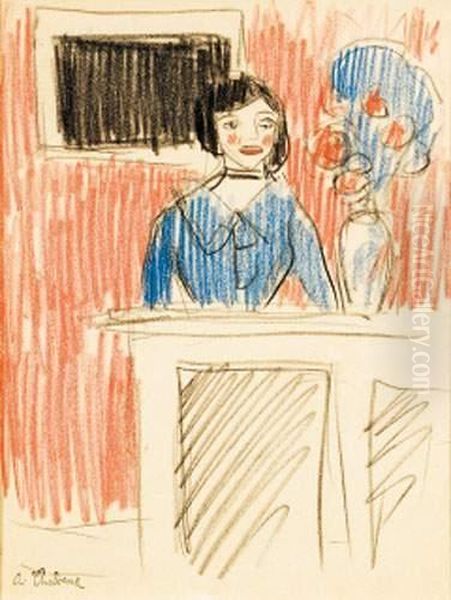 La Portiere Du Cabaret Oil Painting by Auguste Chabaud