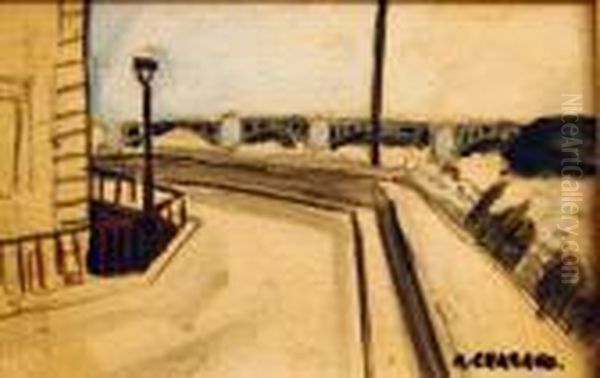 Les Quais De La Seine A Paris, 1907-1909 Oil Painting by Auguste Chabaud