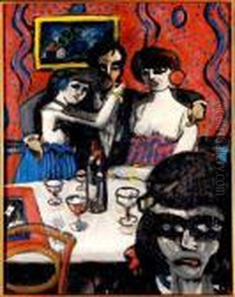 Filles Avec Un Client Oil Painting by Auguste Chabaud