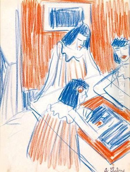 Trois Femmes Au Bordel Oil Painting by Auguste Chabaud