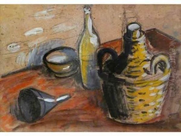 Nature Morte Aux Bouteilles. Oil Painting by Auguste Chabaud