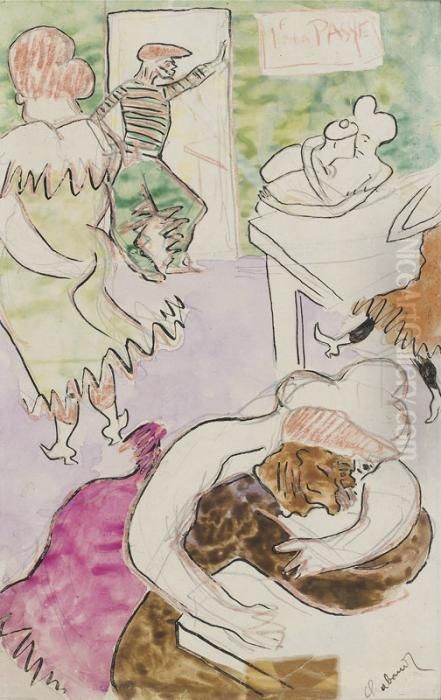 Un Franc La Passe... Oil Painting by Auguste Chabaud