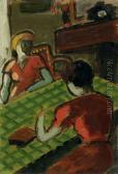 Deux Femmes Dans Un Interieur Oil Painting by Auguste Chabaud