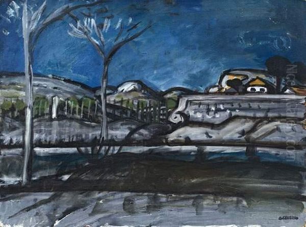 Route De La Gare A Graveson. Oil Painting by Auguste Chabaud