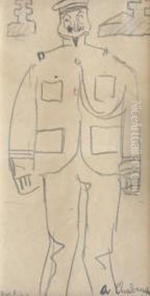 Militaire Barbu Oil Painting by Auguste Chabaud