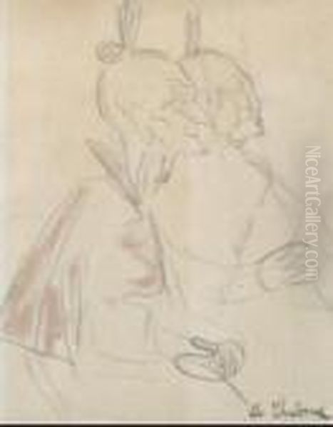 Les Deux Arlesiennes Oil Painting by Auguste Chabaud