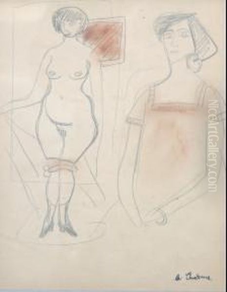 Face A Face Oil Painting by Auguste Chabaud