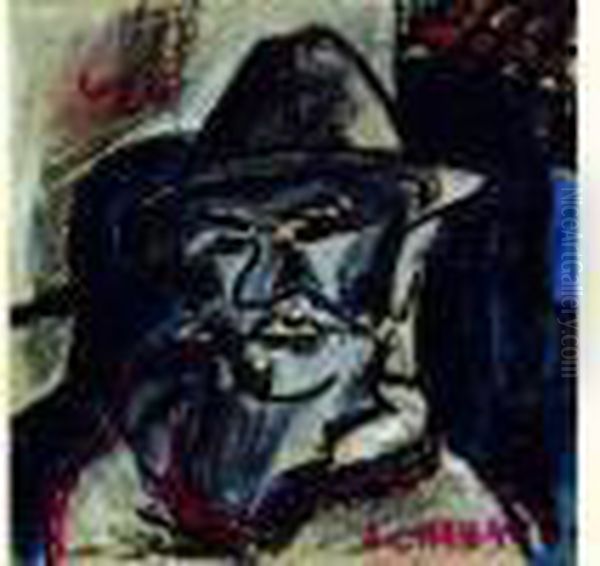 Portrait D'homme Au Chapeau Oil Painting by Auguste Chabaud