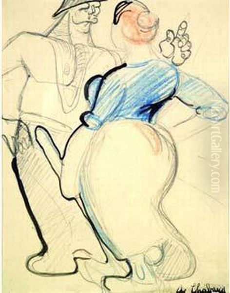 Couple De Paysans Oil Painting by Auguste Chabaud