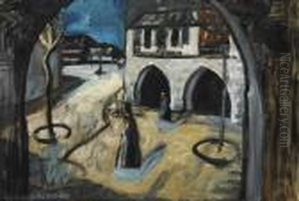 Arlesiennes Sous Les Arcades Oil Painting by Auguste Chabaud
