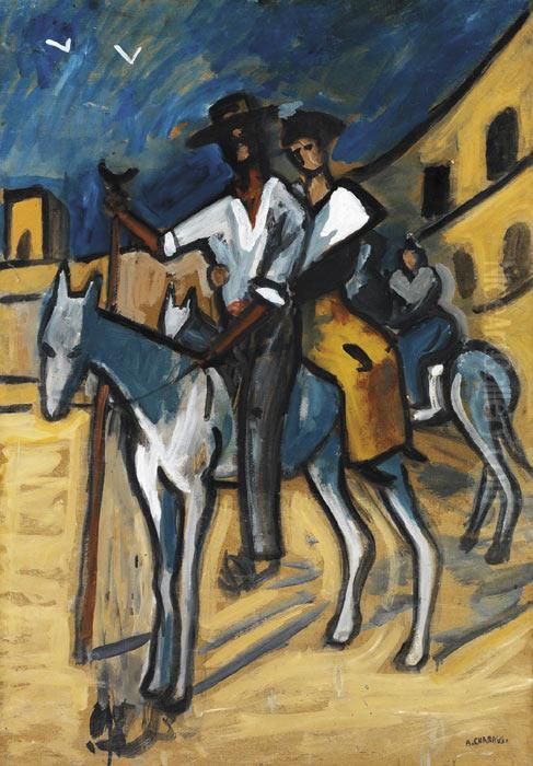 Couple De Camarguais Oil Painting by Auguste Chabaud
