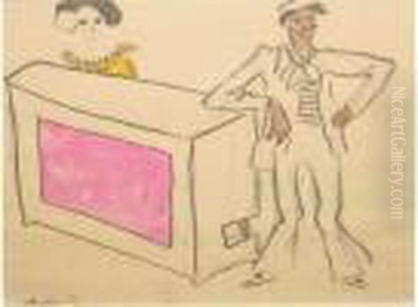 Scene De Bar Oil Painting by Auguste Chabaud