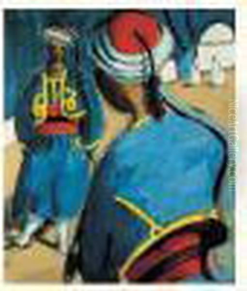 Les Deux Spahis, Les Tirailleurs, 1905-1908 Oil Painting by Auguste Chabaud