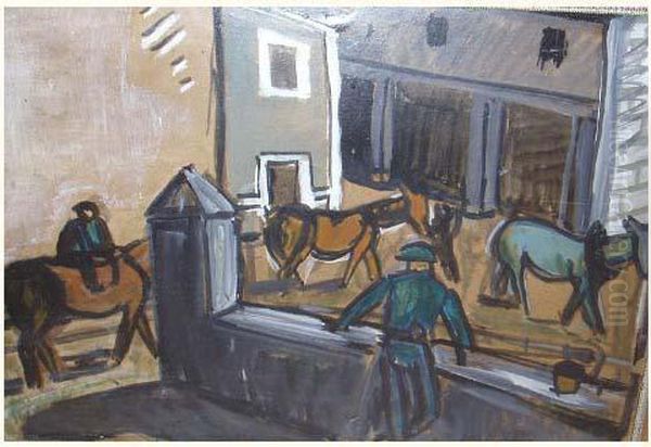 Manege Et Chevaux Oil Painting by Auguste Chabaud