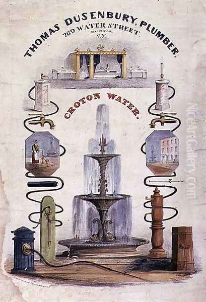 Advertisement for Thomas Dusenbury Plumber Oil Painting by E. Jones