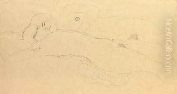 Zwei liegende Madchen Oil Painting by Gustav Klimt