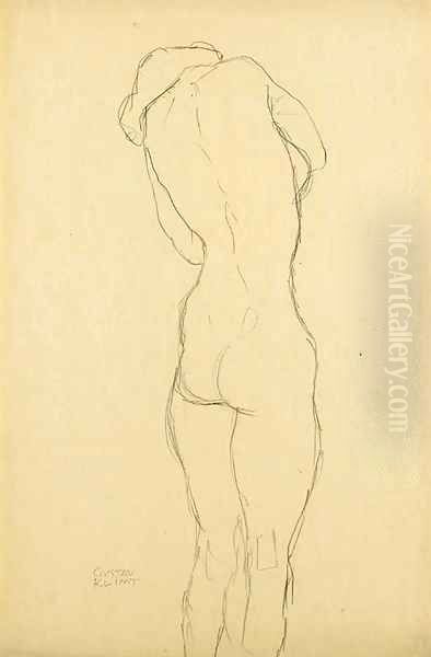 Stehender Rackenakt etwas nach rechts Oil Painting by Gustav Klimt