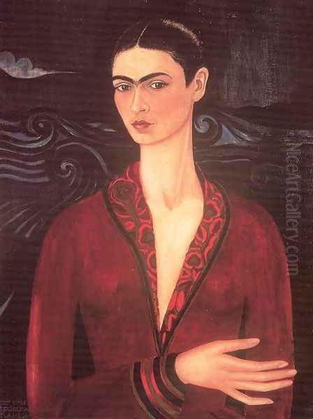 Self-portrait in a Velvet Dress Oil Painting by Frida Kahlo