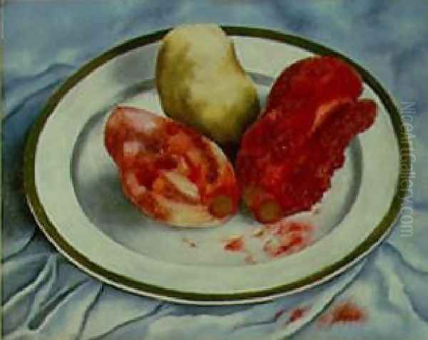 Still Life With Prickly Pears Oil Painting by Frida Kahlo