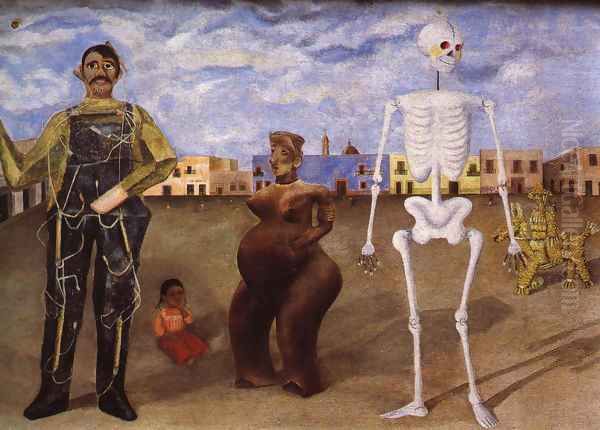 Four Inhabitants Of Mexico City 1938 Oil Painting by Frida Kahlo