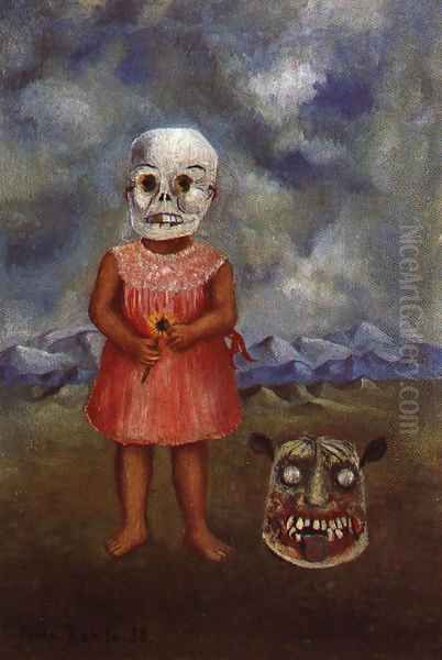 Girl With Death Mask 1 1938 Oil Painting by Frida Kahlo