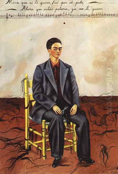 Self Portrait With Cropped Hair 1940 Oil Painting by Frida Kahlo