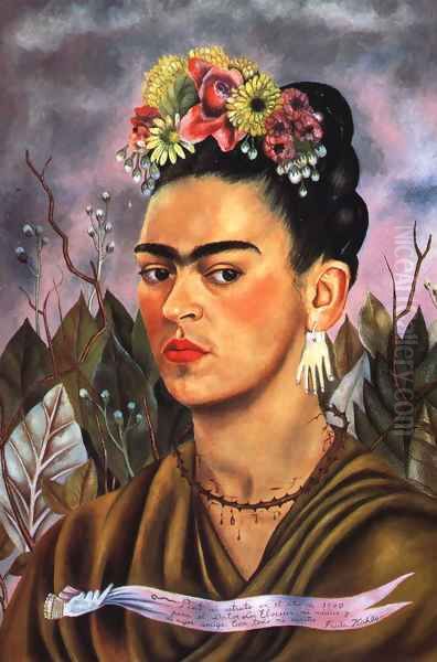 Self Portrait Dedicated To Dr Eloesser 1940 Oil Painting by Frida Kahlo