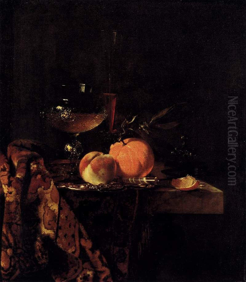 Still-Life with Glass Goblet and Fruit Oil Painting by Willem Kalf