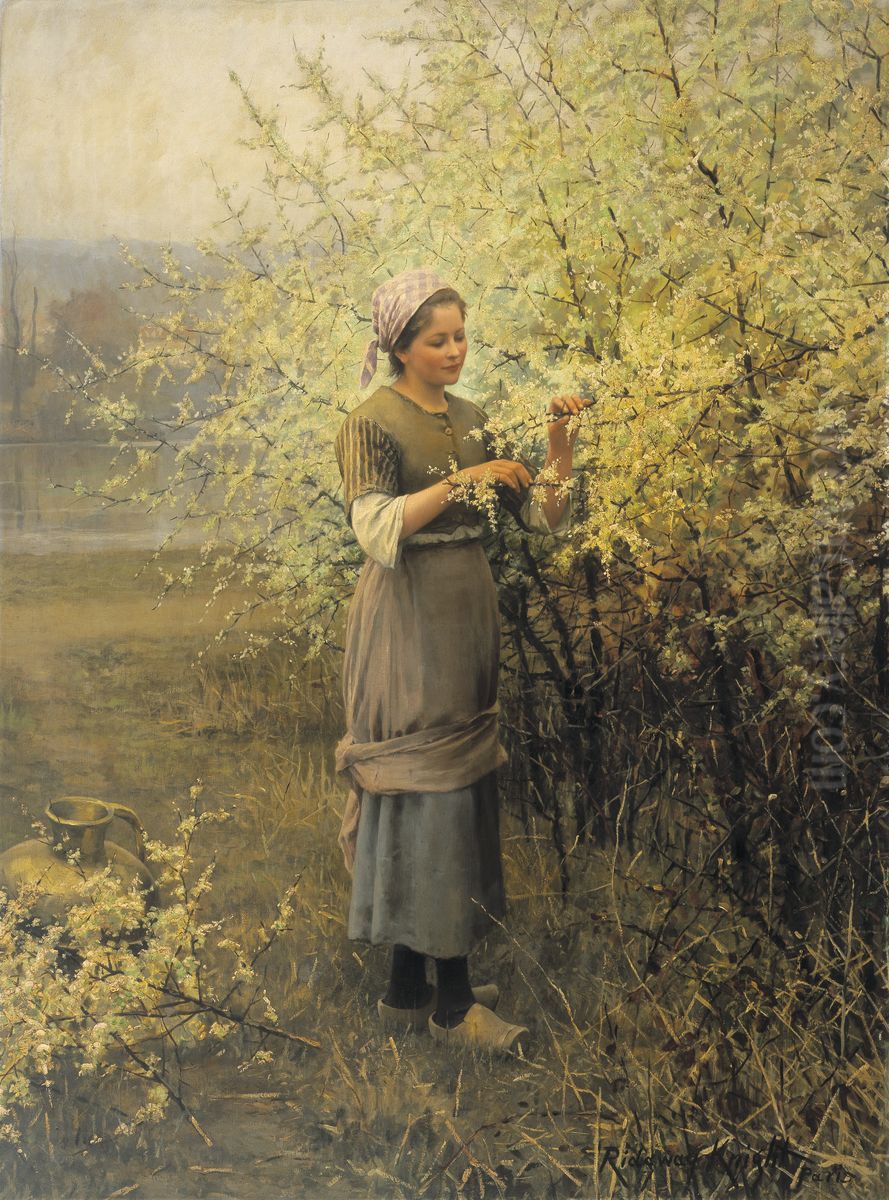 Springtime Oil Painting by Daniel Ridgway Knight