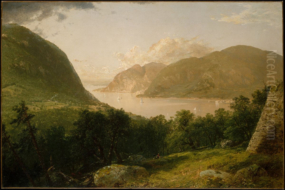 Hudson River Scene Oil Painting by John Frederick Kensett