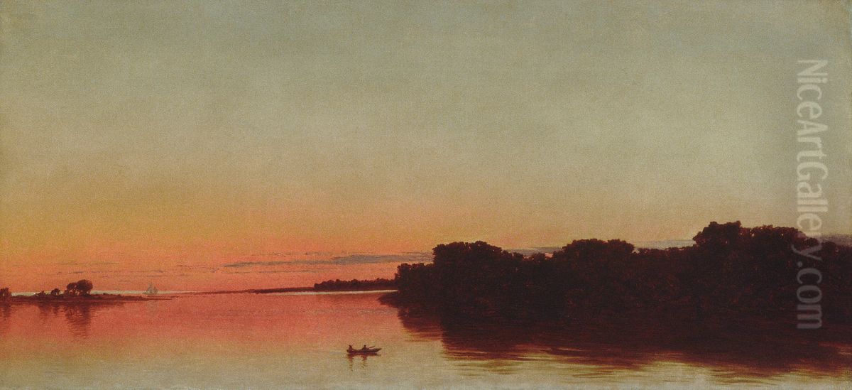 Twilight on the Sound, Darien, Connecticut Oil Painting by John Frederick Kensett