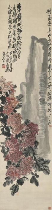 Chrysanthemum Oil Painting by Wu Changshuo