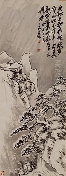 Snowy Mountain Oil Painting by Wu Changshuo